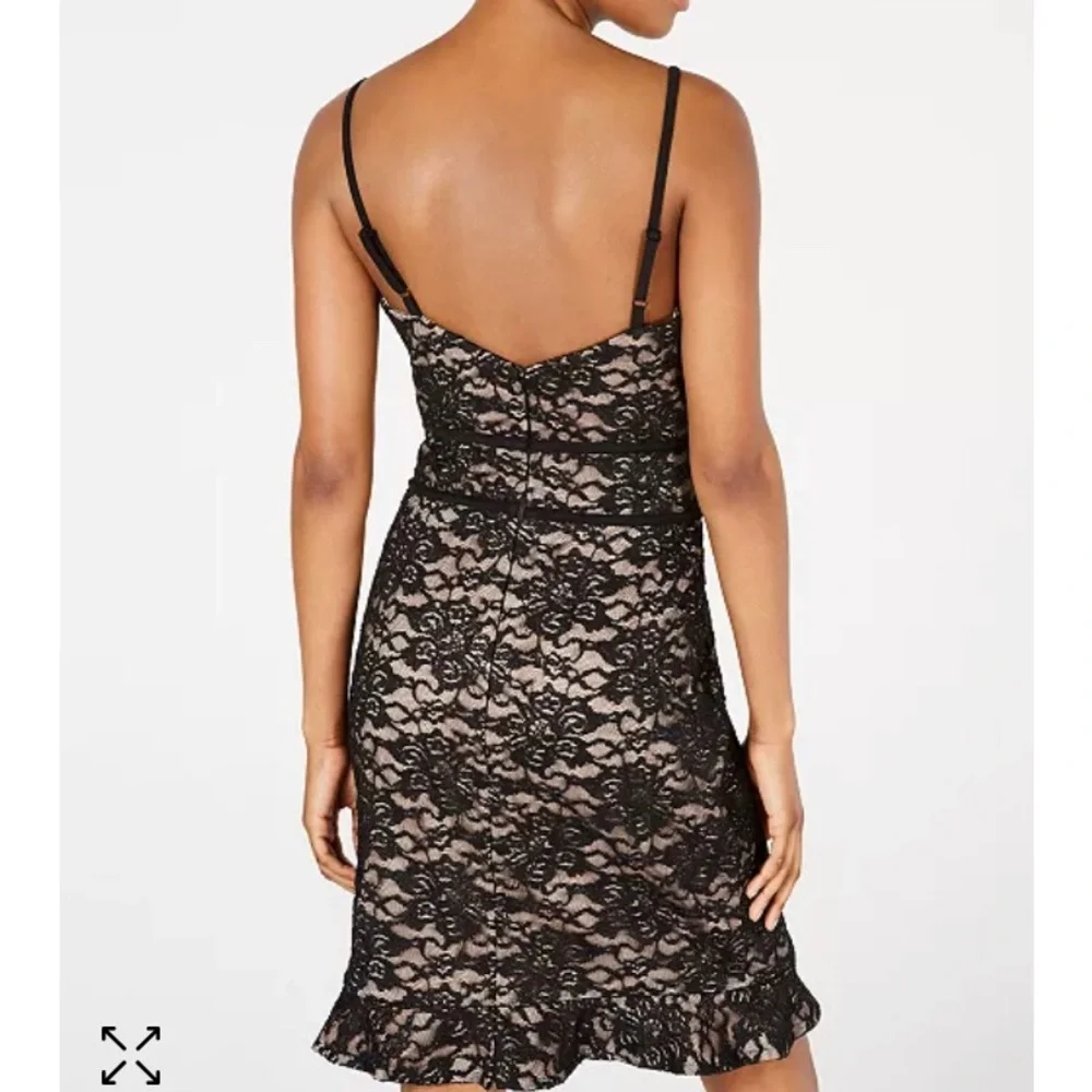 Morgan & Co Jr Body Con Hem Ruffle Evening Dress Lace NWT. Size 3 - Picture 2 of 7